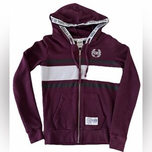 PINK Victoria's Secret Full Zip Purple Striped Hoodie Logo Accents Women's XS